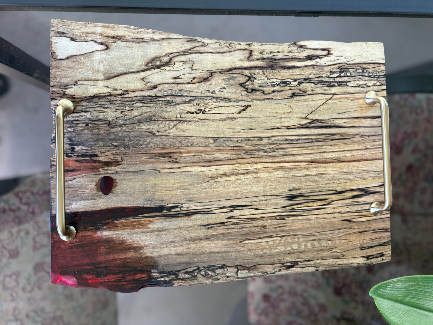 Spalted Maple Charcuterie Board with Red Epoxy