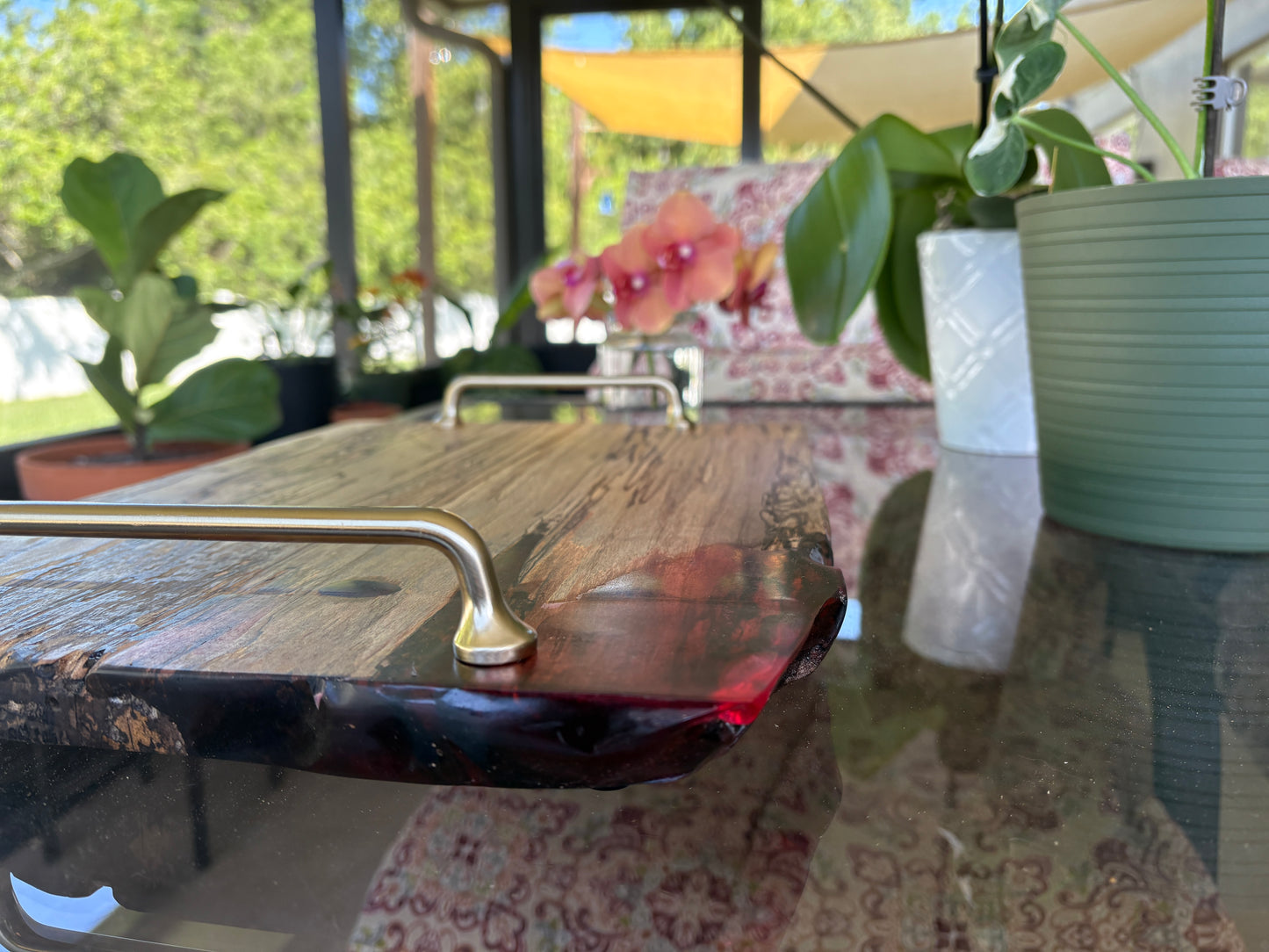 Spalted Maple Charcuterie Board with Red Epoxy