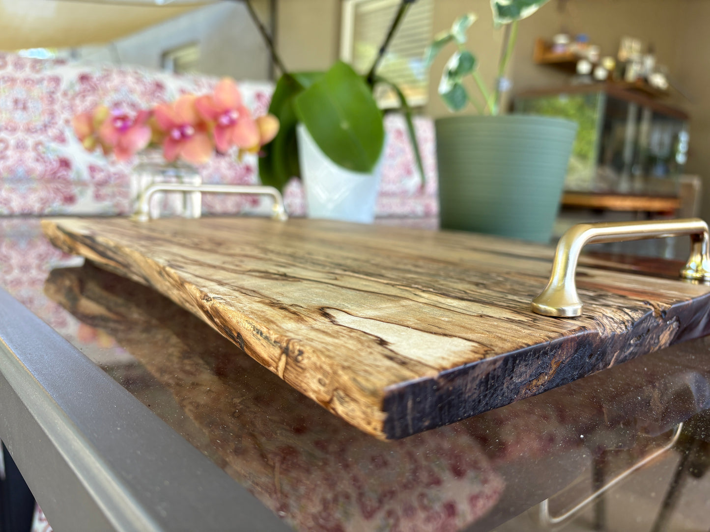 Spalted Maple Charcuterie Board with Red Epoxy