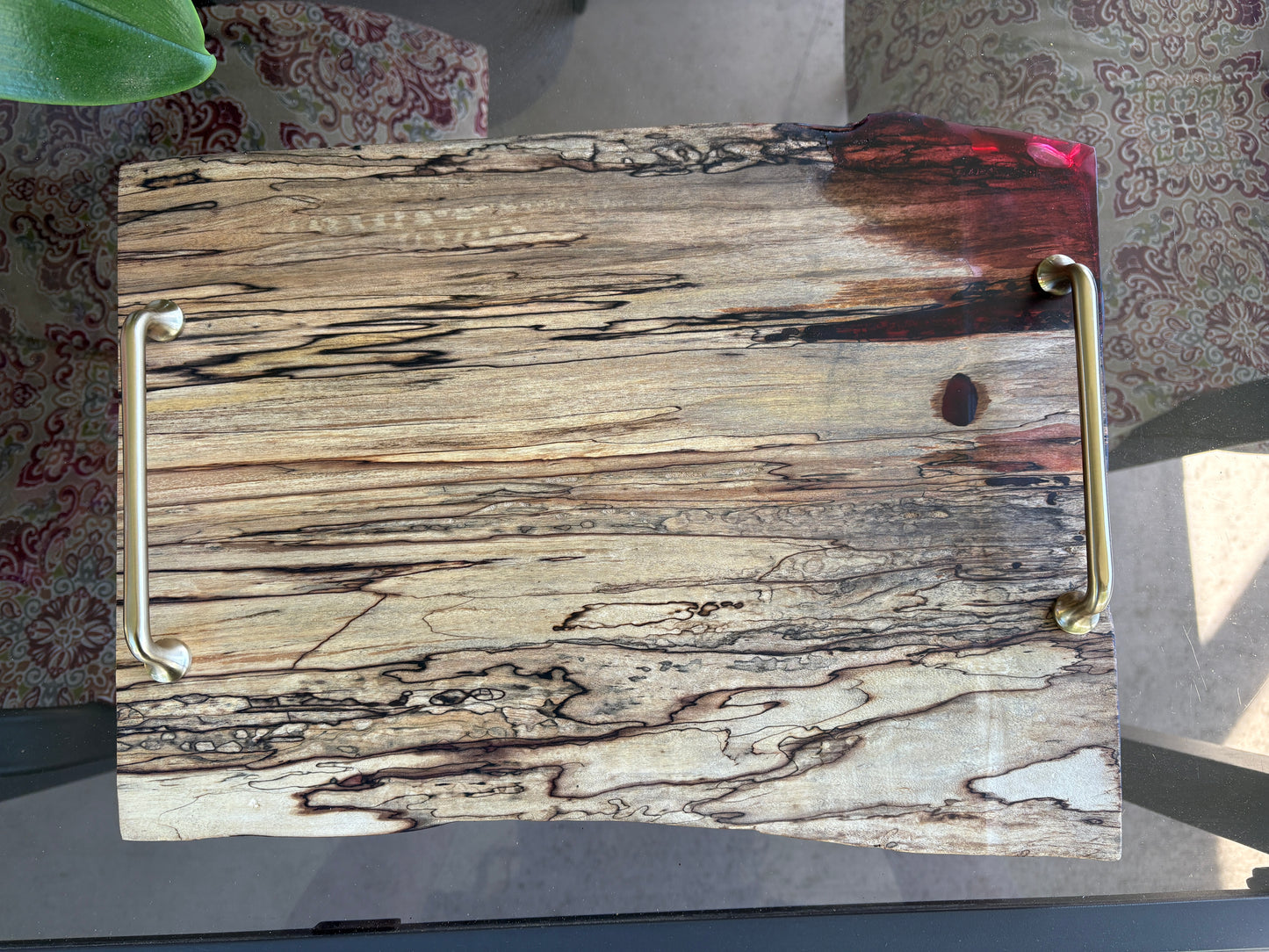 Spalted Maple Charcuterie Board with Red Epoxy
