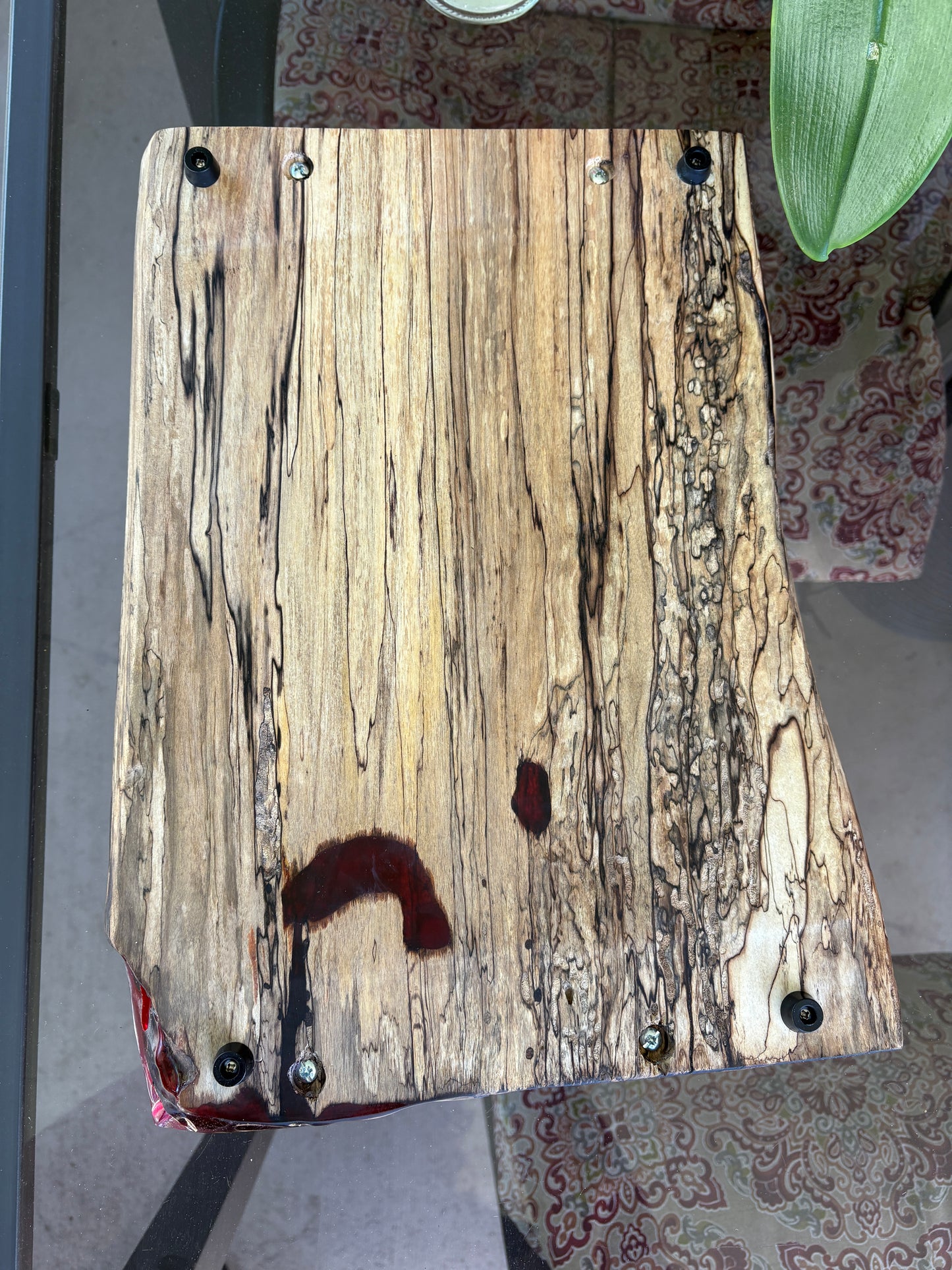 Spalted Maple Charcuterie Board with Red Epoxy