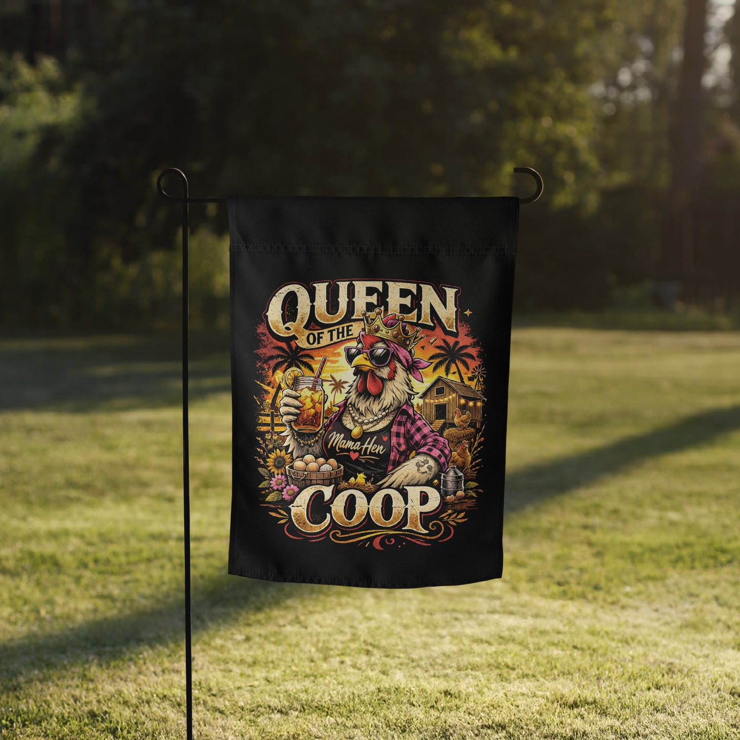 Queen of the Coop Garden flag