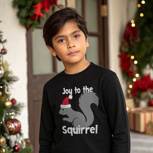 Joy to the Squirrel Youth Long Sleeve Tee