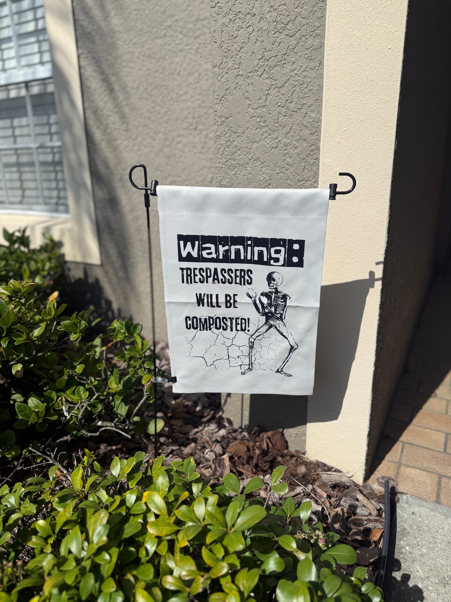 Warning Garden Flag