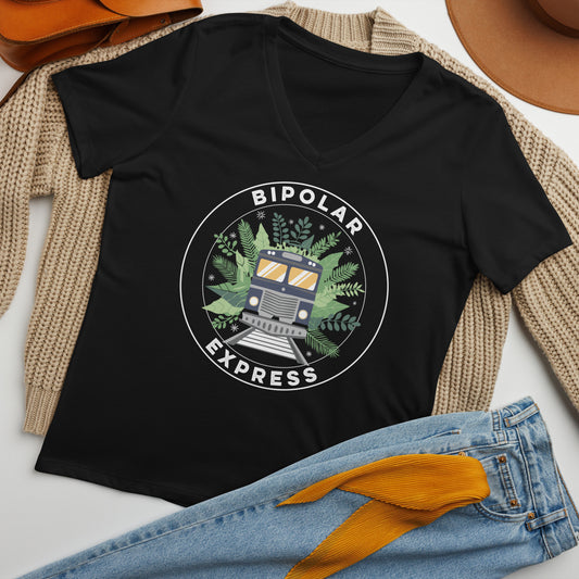 Bipolar Express Women’s relaxed v-neck t-shirt